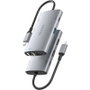 Aisens Docking USB Tipo-C 7 en 1 con 2xHDMI 4K, RJ45 y USB-C PD 100W, Gris
